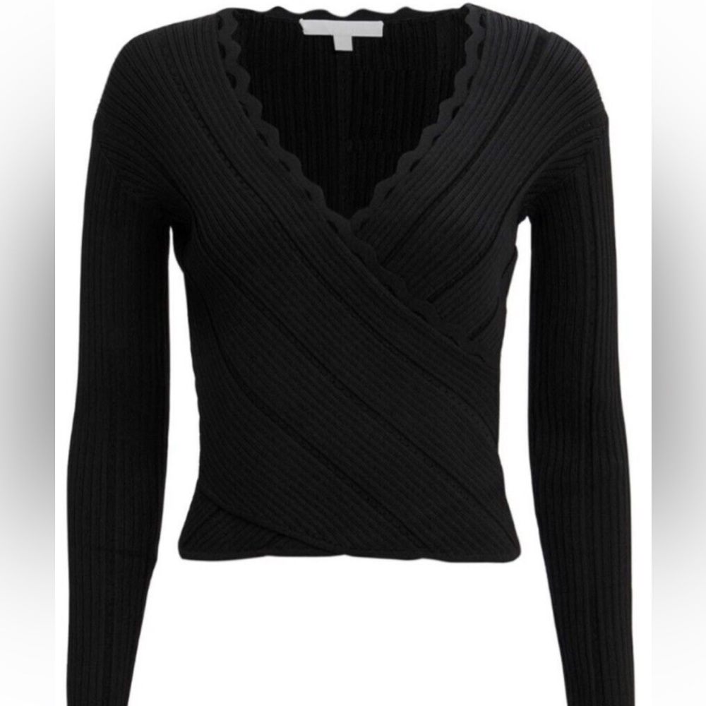 Jonathan Simkhai Black Ribbed Wrap Top Like New!